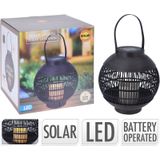 ProGarden Lantaarn met Kaars Solar LED Rattan Zwart