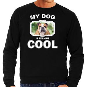 Engelse bulldog honden trui / sweater my dog is serious cool zwart - heren - Engelse bulldogs liefhebber cadeau sweaters