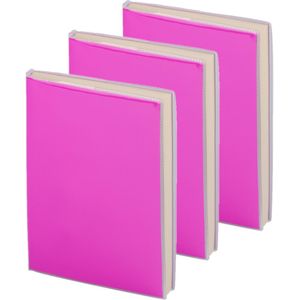 Pakket van 6x stuks notitieblokje roze met zachte kaft en plastic hoes 10 x 13 cm - 100x blanco paginas - opschrijfboekjes