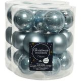 54x stuks kleine kerstballen lichtblauw van glas 4 cm - mat/glans - Kerstboomversiering