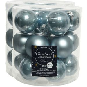 54x stuks kleine kerstballen lichtblauw van glas 4 cm - mat/glans - Kerstboomversiering