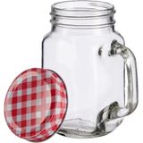 Set van 8x stuks glazen Mason Jar drinkbekers/drinkpotjes met gekleurde dop 430 ml - anti-lek drinkglazen