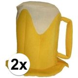 2x Bierpul hoeden met schuimkraag - Oktoberfest/Bierfeest/Carnaval verkleed accessoire