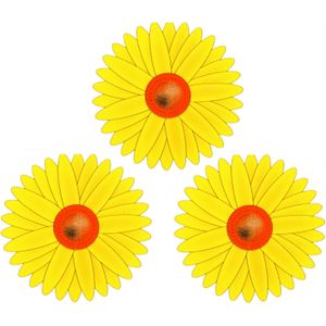 Sunnydays Fruitvliegjes val zonnebloem raamsticker - 9x stickers - geel - diameter 8,5