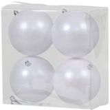 8x Witte kunststof kerstballen 12 cm - Mat - Onbreekbare plastic kerstballen - Kerstboomversiering Wit