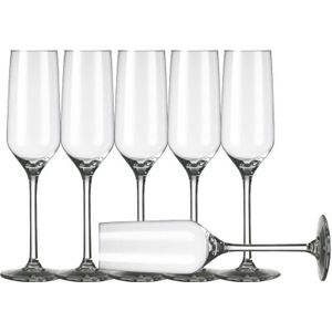6x Champagneglazen/flutes transparant Carre 220 ml - 22 cl - Champagne glazen - Champagne drinken - Champagneglazen van glas