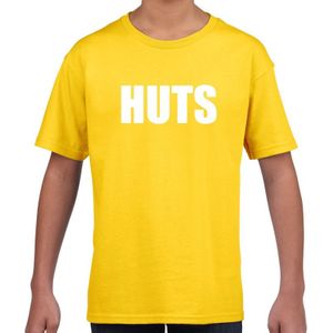 HUTS tekst t-shirt geel kids -  feest shirt HUTS voor kids