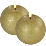 Countryfield LED kaarsen/bolkaarsen- 2x - goud - B10 x H11 cm - Lyon - warm wit