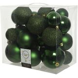 26x stuks kunststof kerstballen donkergroen (pine) 6-8-10 cm - Onbreekbare plastic kerstballen