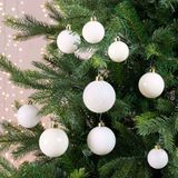 Kerstballen 60x stuks - mix wit/wolwit - 4-5-6 cm - kunststof - kerstversiering