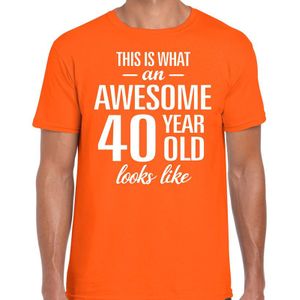 Awesome 40 year - geweldige 40 jaar cadeau t-shirt oranje heren -  Verjaardag cadeau