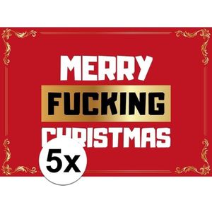 5x Merry Fucking Christmas kerst postkaart/ansichtkaart/wenskaart - Kerstmis wenskaarten pakket