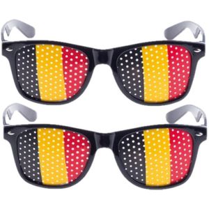 2x stuks zwarte Belgie vlag bril voor volwassenen - Supporters verkleed accessoires