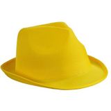 6x stuks trilby feesthoedje geel voor volwassenen - Carnaval party verkleed hoeden