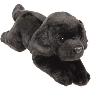 Pluche knuffeldier hond - zwarte labrador - 30 cm - huisdieren thema