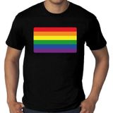 Gay pride grote maten regenboog vlag t-shirt - zwart plus size homo/regenboog shirt voor heren - gay pride