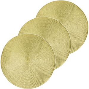 10x Luxe ronde placemats goud 38 cm geweven/gevlochten - Gouden ronde placemats/onderleggers tafeldecoratie - Tafel dekken
