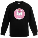 Kinder sweater zwart met vrolijke eenhoorn print - eenhoorn trui - kinderkleding / kleding