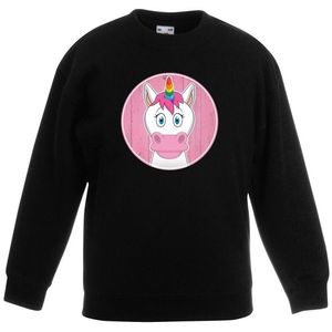 Kinder sweater zwart met vrolijke eenhoorn print - eenhoorn trui - kinderkleding / kleding