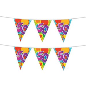 Haza Vlaggetjes 50 jaar - leeftijd verjaardag - 2x stuks - plastic 10m