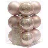 Kerstversiering kunststof kerstballen lichtroze 5-6-8 cm pakket van 45x stuks - Met kunststof ster piek van 19 cm