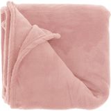 Plaids/dekens - fleece - 2 stuks - roze - polyester - 130 x 180 cm