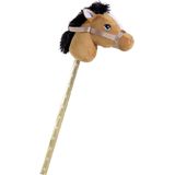 Pluche Stokpaardje Bruin 70 cm - Speelgoed Pony / Paard Stokpaardjes met Zwarte Manen