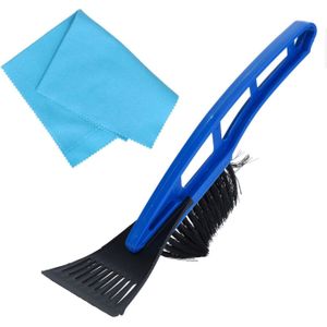 Autoramen stevige IJskrabber met borstel blauw 31 cm met anti-condens doek - Winter vorst spullen