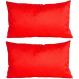 6x Bank/sier kussens voor binnen en buiten in de kleur rood 30 x 50 cm - Tuin/huis kussens