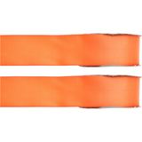 2x Hobby/decoratie oranje satijnen sierlinten 1,5 cm/15 mm x 25 meter - Cadeaulint satijnlint/ribbon - Striklint linten oranjet