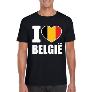 Zwart I love Belgie supporter shirt heren - Belgisch t-shirt heren