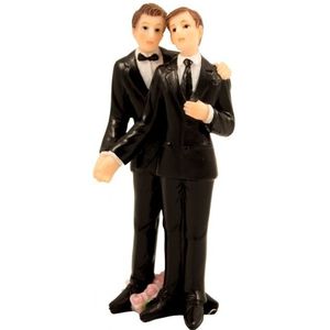 Bruidspaar taart decoratie 2 mannen - Gay koppel trouwfiguurtje