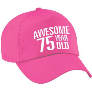 Awesome 75 year old verjaardag pet / cap roze voor dames en heren - baseball cap - verjaardags cadeau - petten / caps