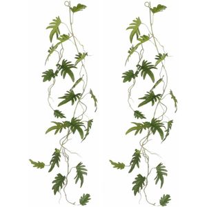 Mica Decoration kunstplant slinger Philodendron Xanadu - 2x - groen - 115 cm - Kamerplant snoer