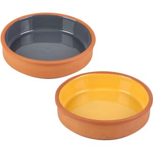 Urban Living Tapas/sauzen/hapjes serveer schaaltjes set - 2x stuks - terracotta - 16 x 4 cm p/st