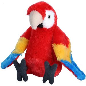 Pluche knuffel dieren Rode Papegaai van ongeveer 20 cm - Speelgoed vogels knuffelbeesten