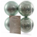 12x Mintgroene kunststof kerstballen 10 cm - Mat/glans - Onbreekbare plastic kerstballen - Kerstboomversiering mintgroen