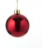 2x Grote kunststof kerstbal rood 20 cm - Groot formaat rode kerstballen
