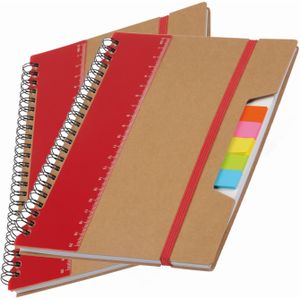 Pakket van 2x stuks schoolschriften/collegeblokken A5 - rood - Notitieboeken
