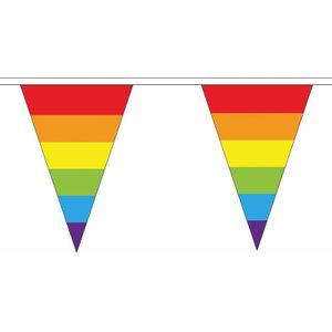 Vlaggenlijn regenboog vlaggetjes 20 meter - Regenboog vlag - LGBT/Pride thema versiering