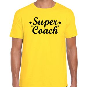Super coach cadeau t-shirt geel heren -  Einde sportseizoen kado