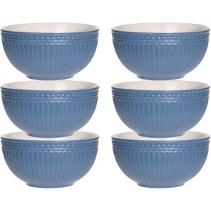 Excellent Houseware Soepkommen/serveer schaaltjes - 6x - Roman Style - D14 x H7 cm - nacht blauw