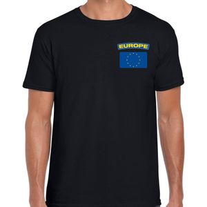 Europe t-shirt met vlag zwart op borst voor heren - Europa landen shirt - supporter kleding