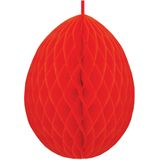 3x stuks hangdecoratie honeycomb paaseieren rood van papier 30 cm - Brandvertragend - Paas/pasen thema decoraties/versieringen