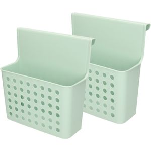 2x stuks badkamer/keuken hang opbergmandjes/organizers mintgroen 26 x 24 cm - Hangmandjes/kastmandjes