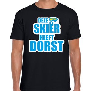 Apres ski t-shirt Deze skieer heeft dorst zwart  heren - Wintersport shirt - Foute apres ski outfit/ kleding/ verkleedkleding