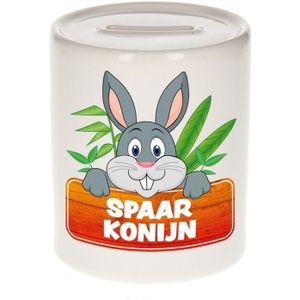 Kinder spaarpot met spaar konijn opdruk - keramiek - konijn spaarpotten