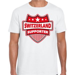 Switzerland supporter schild t-shirt wit voor heren - Zwitzerland landen t-shirt / kleding - EK / WK / Olympische spelen outfit