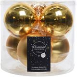 18x Gouden glazen kerstballen 8 cm - glans en mat - Glans/glanzende - Kerstboomversiering goud