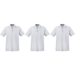 3-Pack maat XL lichtgrijs polo shirt premium van katoen voor heren - Polo t-shirts voor heren